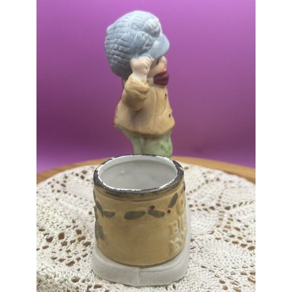 1979 Jasco Hand Painted Porcelain Tiny Tim God Bless Us Everyone Candle Holder - Picture 4 of 4